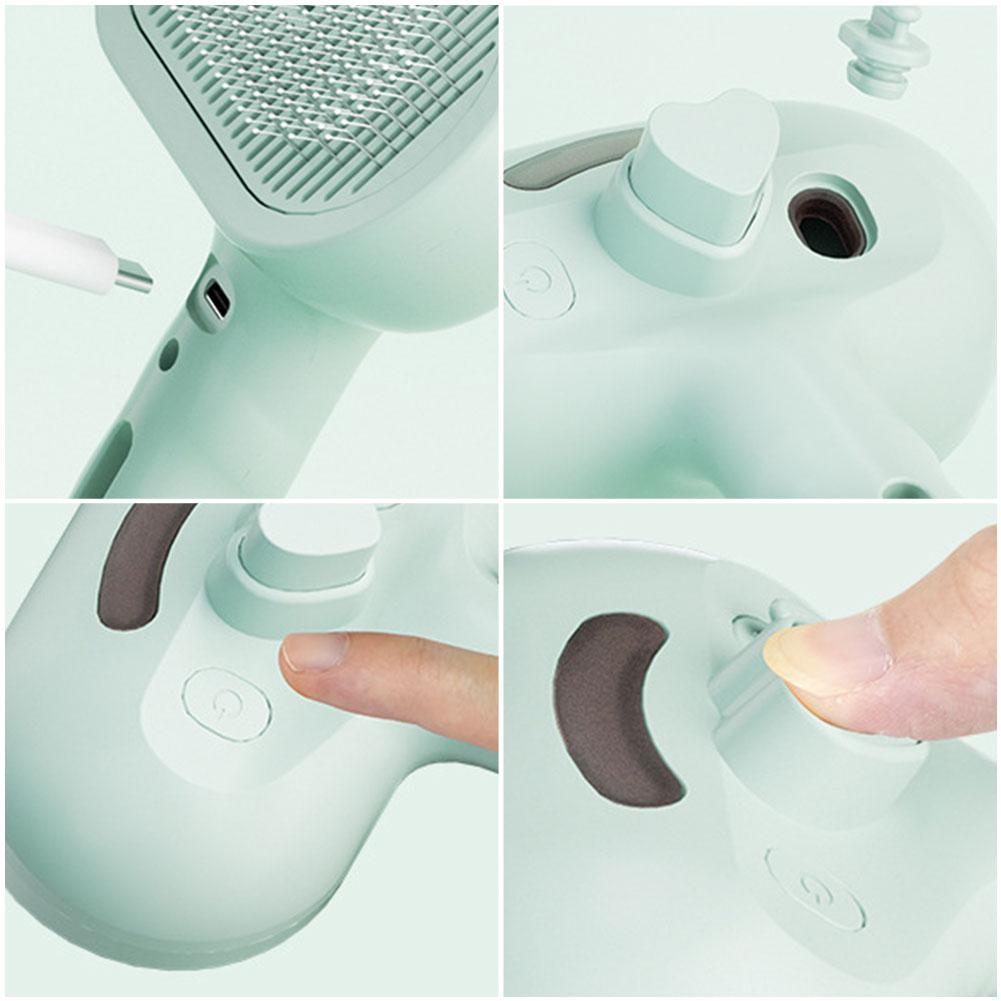 3 in 1 Cat Steam Brush with Release Button Cat Grooming Brush Pet Brush Pet Hair Cleaning Brush Comb for Cats Dogs Small Animals