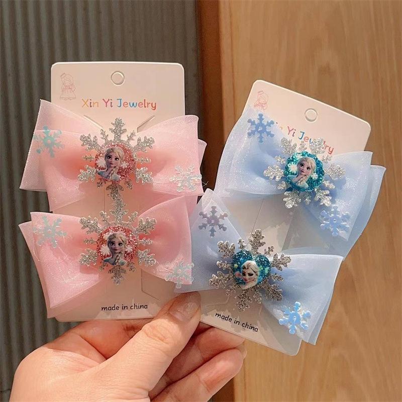 Çocuk Saç Tokası Anime Prenses Elsa Anna Fiyonklu Saç Tokası Kız Kawaii Saç Klipsleri Saç Tokası Doğum Günü Oyuncak Hediye