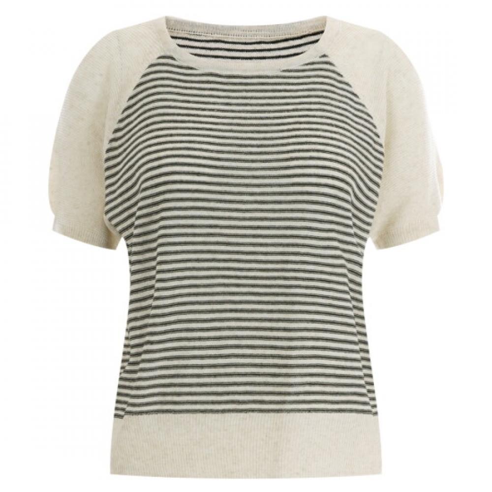 Shop Women S Round Regular Fit Daily Linen Short Sleeve Knit Tee Beige Pic Wkn