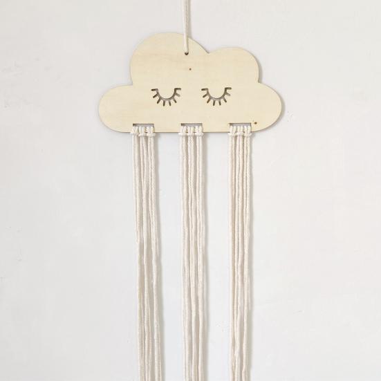 2 Pcs Wooden Cloud Hair Clip Organizer with Princess Headband Accessories, DIY Storage Hanging Pendant for Office Home Desktop Tabletop Organizer