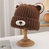 Cute Little Bear Hat for Women In Autumn and Winter Plush New Korean Knitted Hat Versatile Warm Ear Protection Thickened Velvet Cold Hat