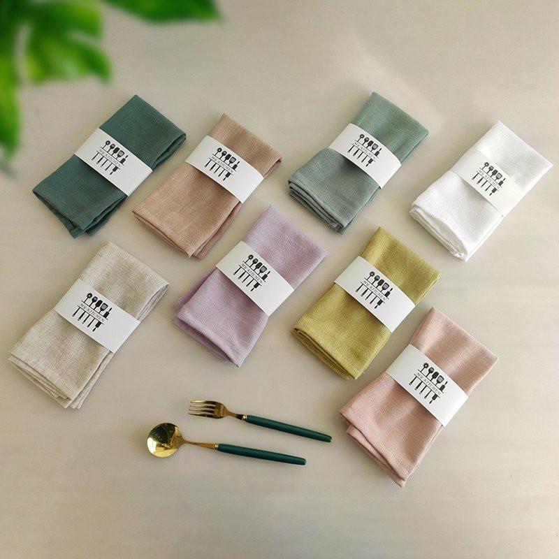 1Pc 40x40cm Solid Color Cotton Linen Dinner Napkin Sqaure Tea Towel Home Kitchen Soft Table Cloth