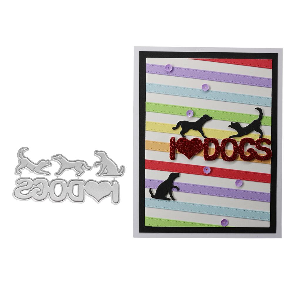 I Love Dogs Frame Metal Silvery Stencil Embossing Cutting Dies For Diy Scrapbooking Paper Album Cards Making