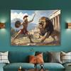 VIKAMA Spartan Warriors vs Lion Wars Roman Empire Scene Living Room Wall Decoration Tapestry Home Decoration