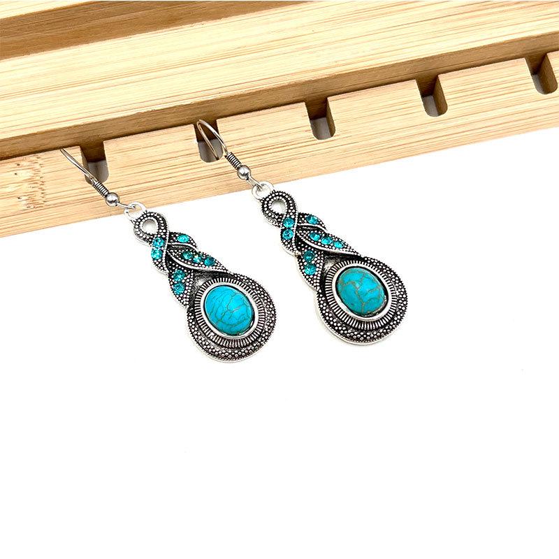 Bohemian Retro Ethnic Turquoise Earrings Set for Women