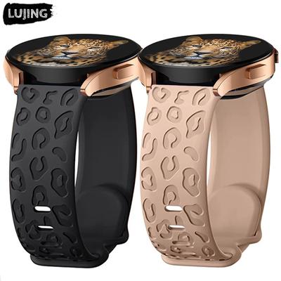 20 mm 22 mm Armband mit Leoparden-Gravur für Samsung Galaxy Watch 6 5 4 40 mm 44 mm Gear S3 Silikonarmband mit niedlichem Muster 6Classic 43 mm 47 mm Active 2