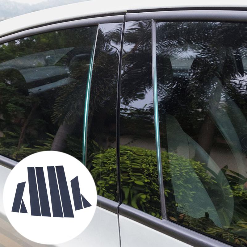 Black PC Car Door Window Middle Column Trim Decoration Strip Protection Stickers For Nissan Qashqai J11