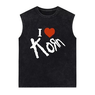 Korn Müzik Konseri Rock Grubu Dünya Turnesi Yelek Tişört Erkek Metal Gotik Oversize Vintage Yıkanmış Atletler