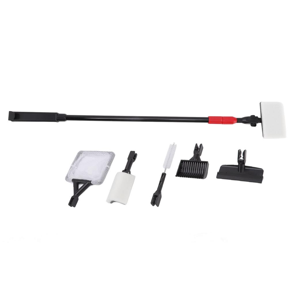 6 in 1 Fish Tank Cleaning Tools with Telescopic Handle Includes Algae Scraper Sand Rake Brush Fish