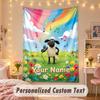 Custom Personalized Tapestry,Shaun the Sheep Print Custom Name Text Wall Art Hanging for Bedroom