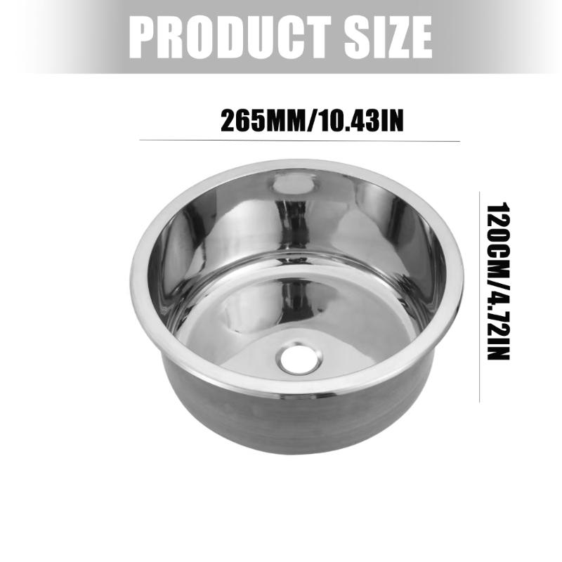 Stainless Steels Round Kitchen Sinks Bathroom Hand Wash Basin Sink Single Bowl Dish Washing Sink Dishwashing Pool
