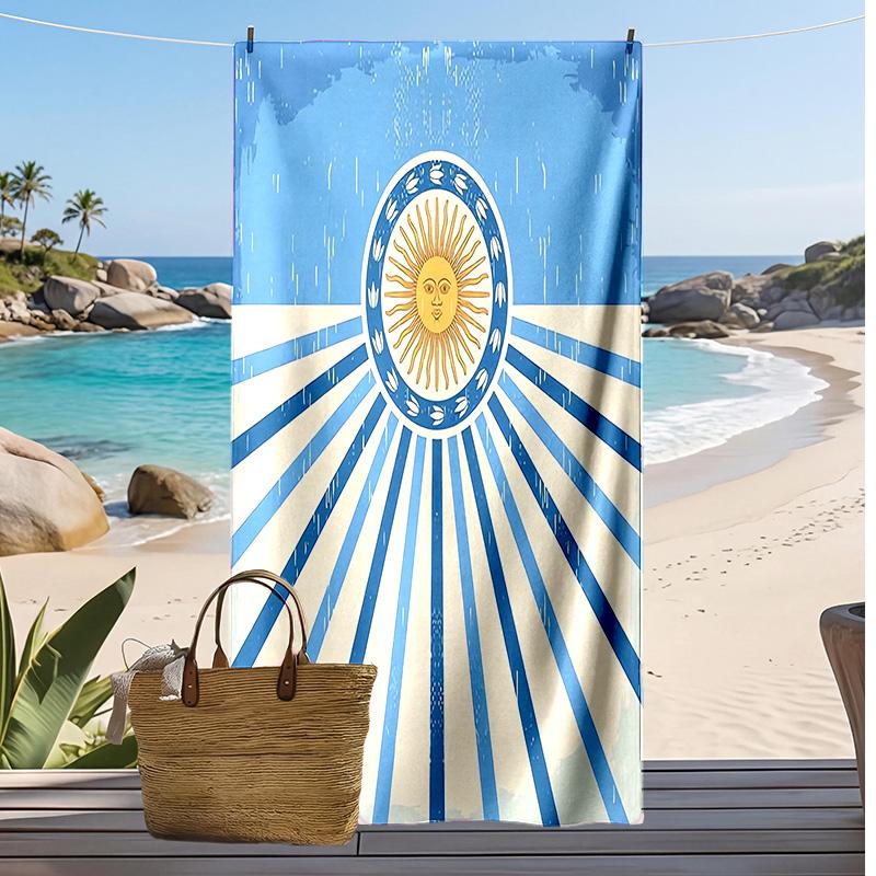 Asciugamano da Spiaggia Stampato Squadra Nazionale Argentina Asciugamano Morbido Asciugatura Rapida Coperta da Spiaggia Rettangolare Grande Portatile per Viaggi Piscina