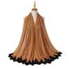 New Pearl Chiffon Malaysia Fashion Black Lace Scarves Muslim Shawl Plain Soft Turban Head Wraps Headband
