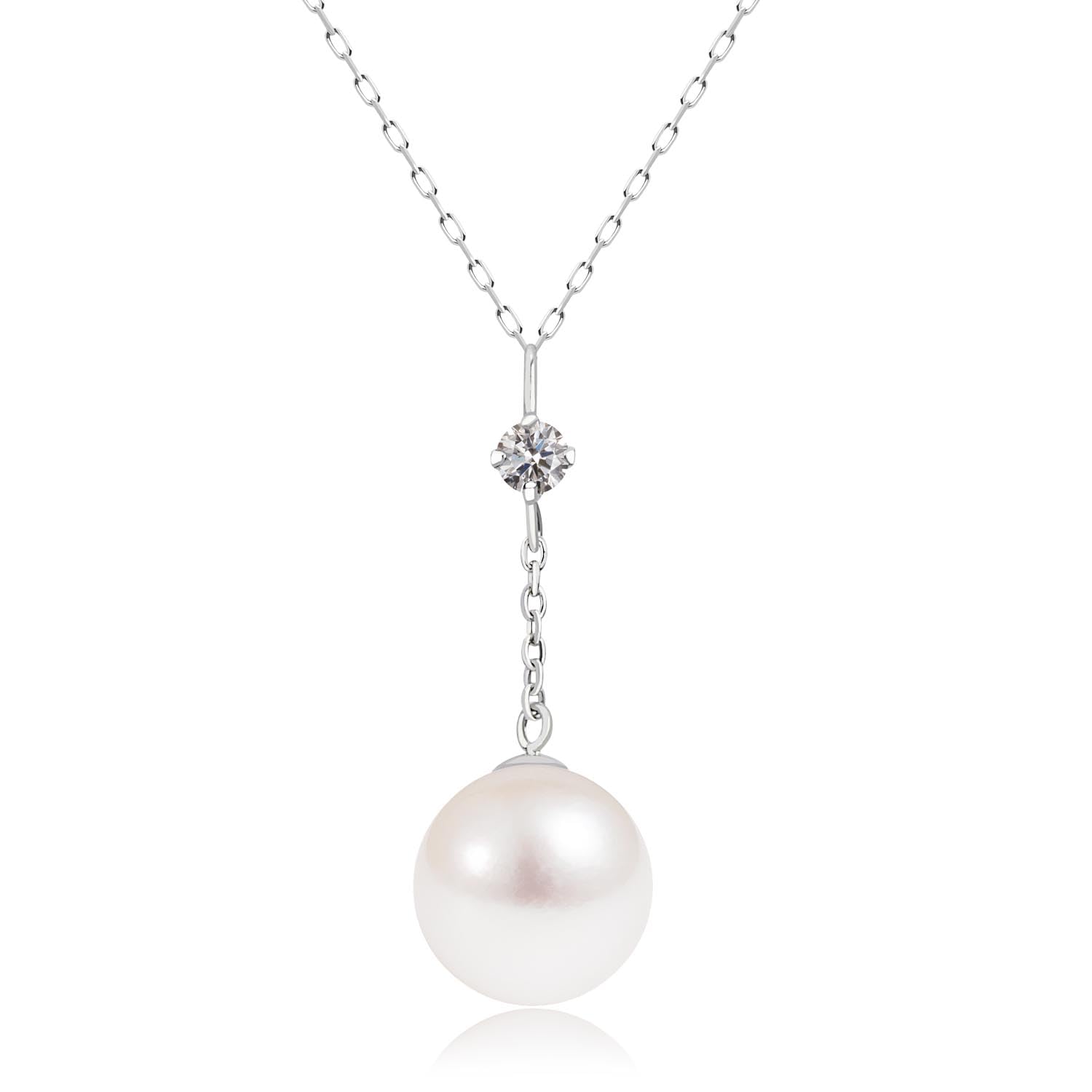 

Necklace Platinum PT900 Pearl Akoya Pearl Natural Diamond Design [Sears] Women s 7.0-8.0mm 0.04ct Y-shaped sp56-0007-a-pt