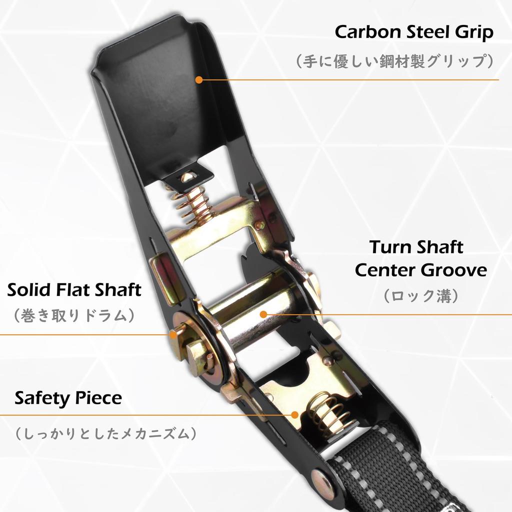 TRIWONDER Cargo Belts with Reflective Ratchet Lashing and Belts for Roof Fall and Earthquake Prevention 2 Tie-Down Material, Belts, Belts, Tie-Down