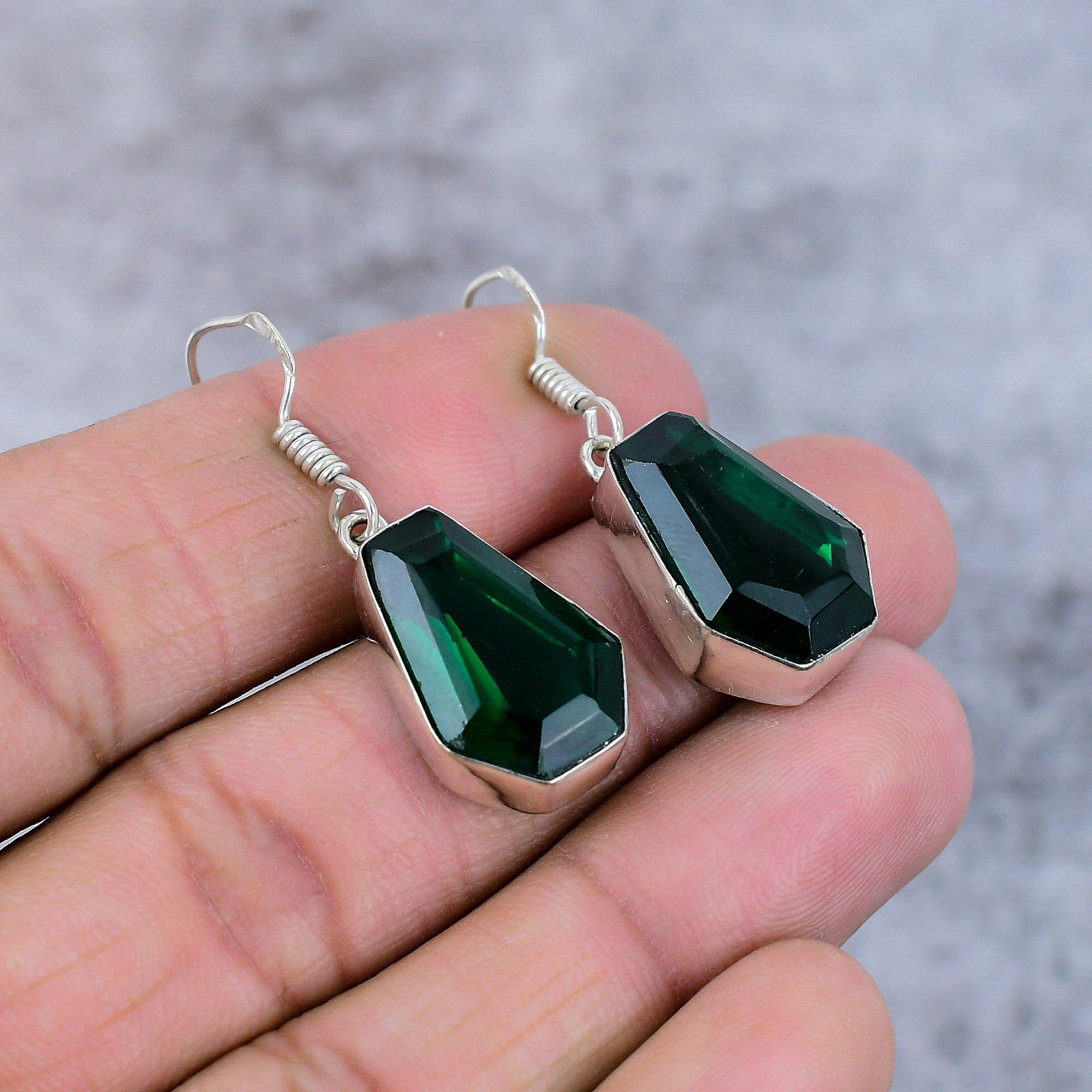 

Chrome Diopside Gemstone Handmade 925 Sterling Silver Jewelry Earring 1.58 M-359