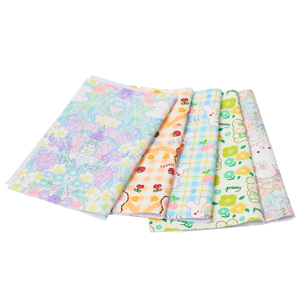 5 Pcs Sewing Fabric Cute Cartoon Pattern Waterproof Anti Fading Soft Touch DIY Quilting Cloth for Tablecloth Bag