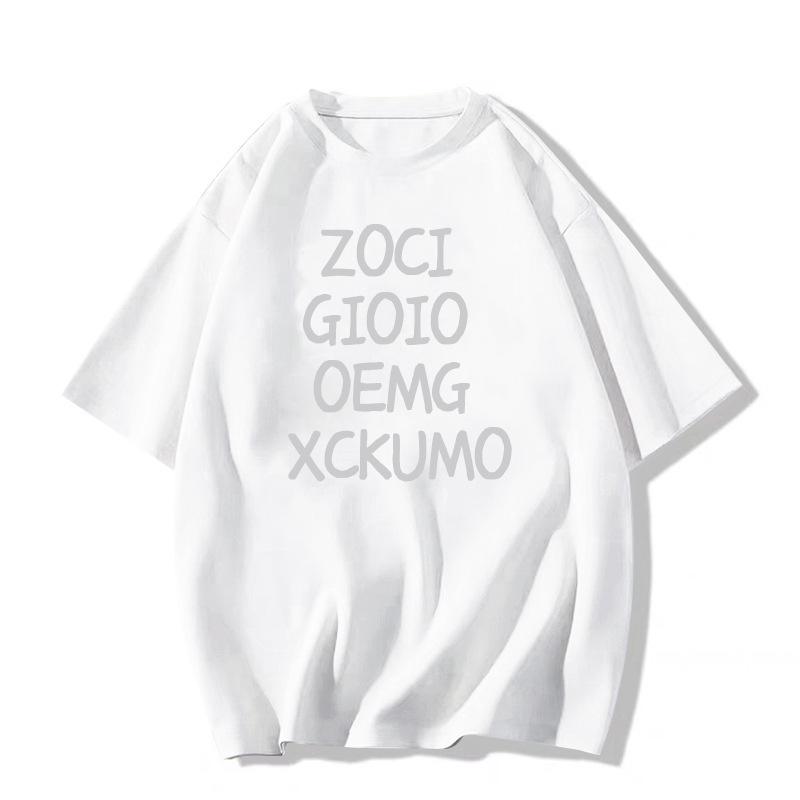 2025 Trendy Women's Pure Cotton Short Sleeve T-Shirt: European & American Style, Loose Straight-Shoulder Design