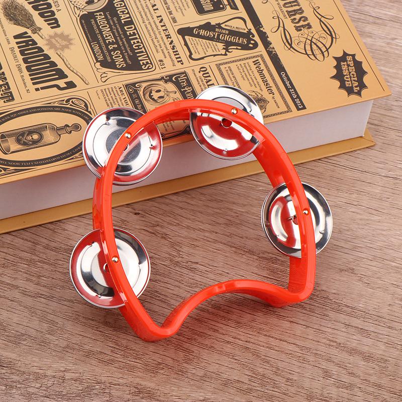 Kindergarten Hand-Held Tambourine Metal Bells Plastic Rattle Ball Percussion Ktv Party Kids Game Toy Musical Instrument