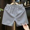 Men's Plaid Casual Shorts, Elastic Waist Drawstring Summer Lightweight Beach Shorts (M-5XL)