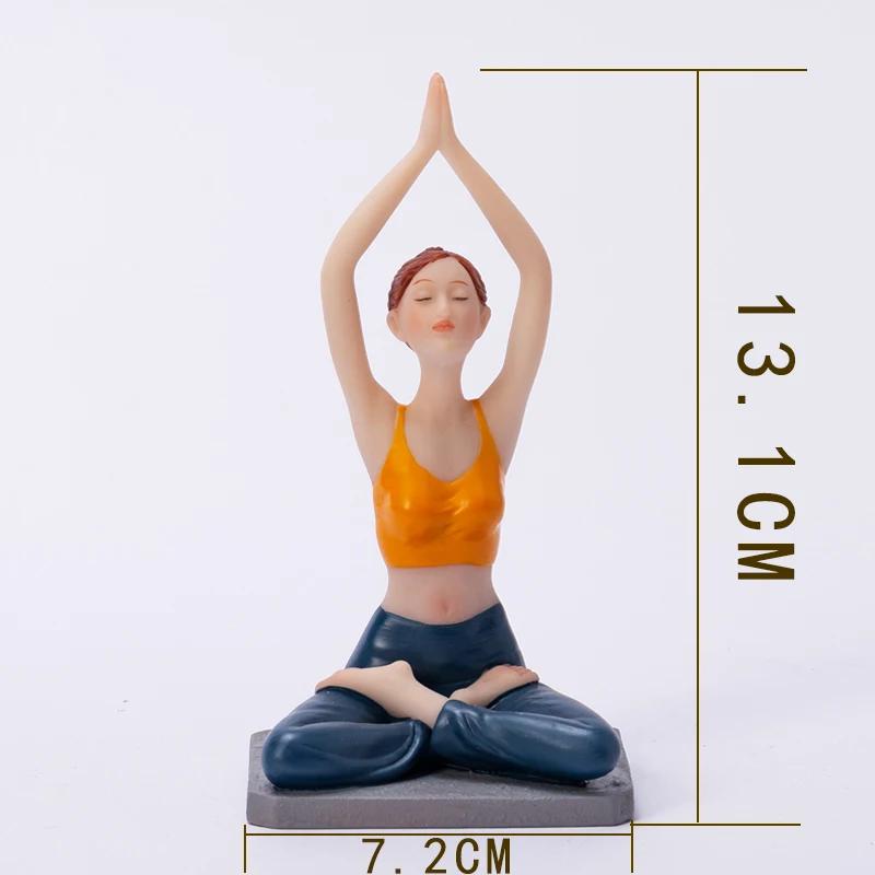 Creative Painted Yoga Girl Figures Statue Crafts Desk Decoration Yoga Sports Character Sculpture Ornaments Room Aesthetics Decor