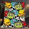 Colorful Halloween Cartoon Monsters 2D Flat Pattern Flannel Blanket High Quality All Seasons Warmth and Comfort Perfect for Christmas Gifts.
