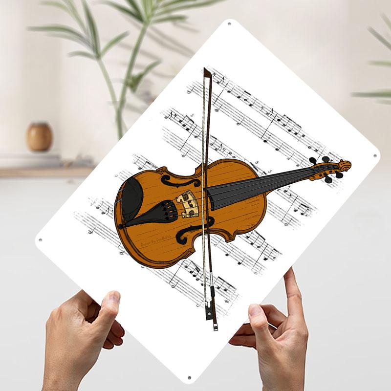 

Violin Music Notation Metal Poster Customized Wall Art Retro Vintage Tinplate Signs for Wand Deko Room Decoration Gaming Decor 7.9x11.8In(20x30cm)