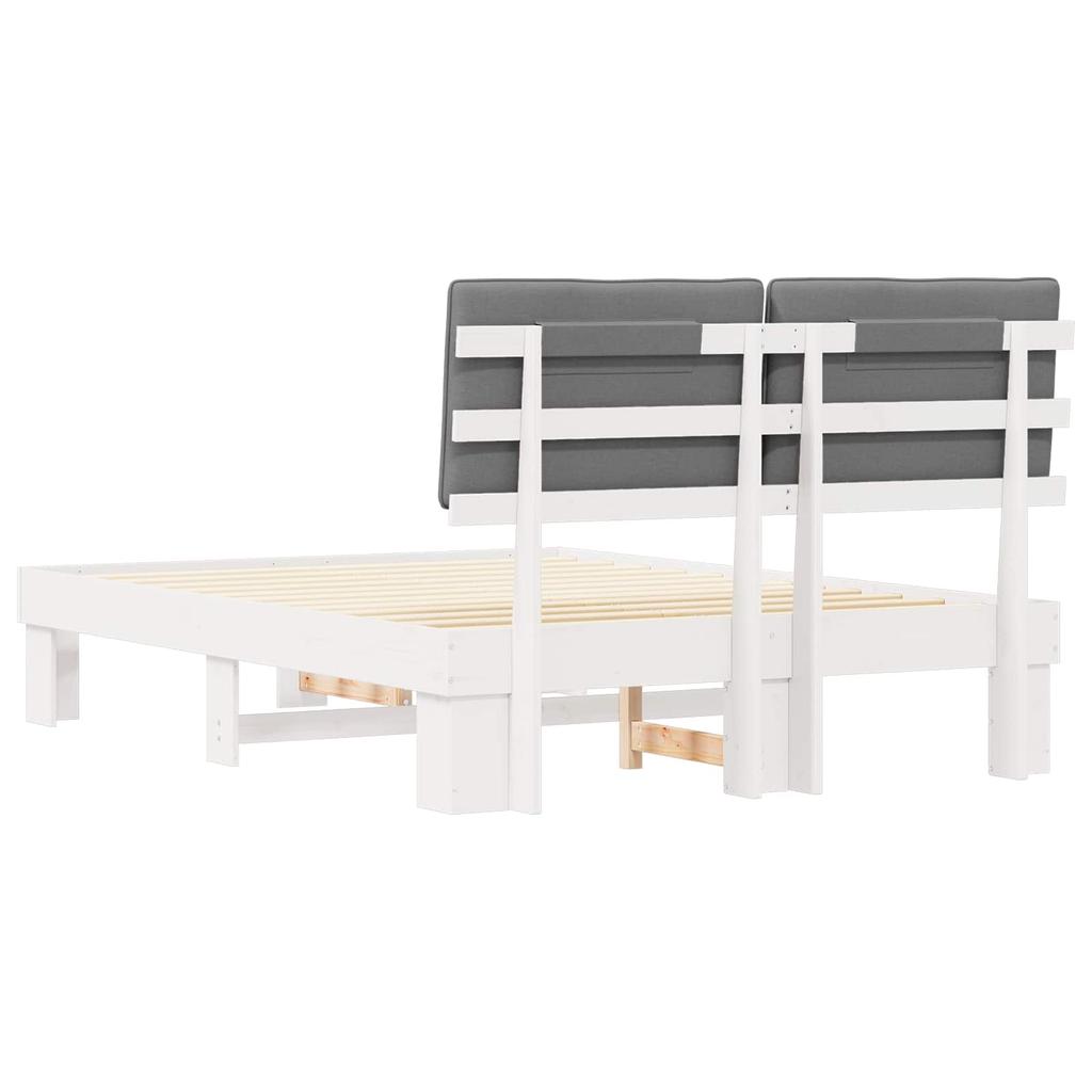 Bed Frame with Upholstered Headboard Light Grey 135 x 190 cm