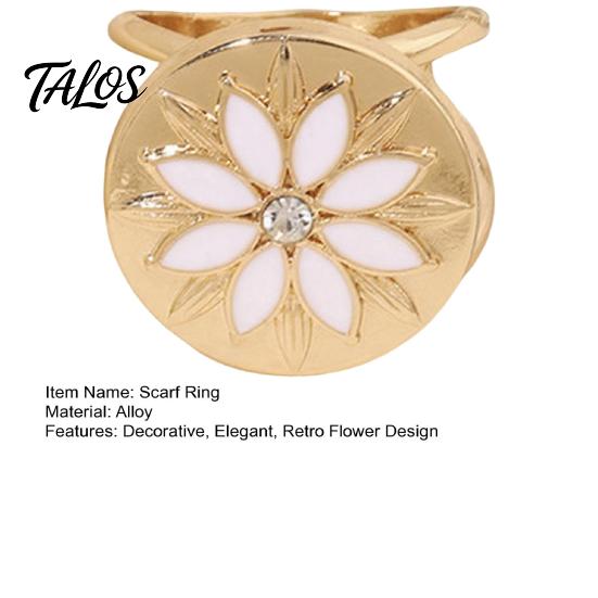 Fashion Scarf Jewelry Retro Flower Ring, Elegant Rhinestone Clip, Accessory Decorative Holder Slide for Women Neckerchiefs Shirts Shawls Clip