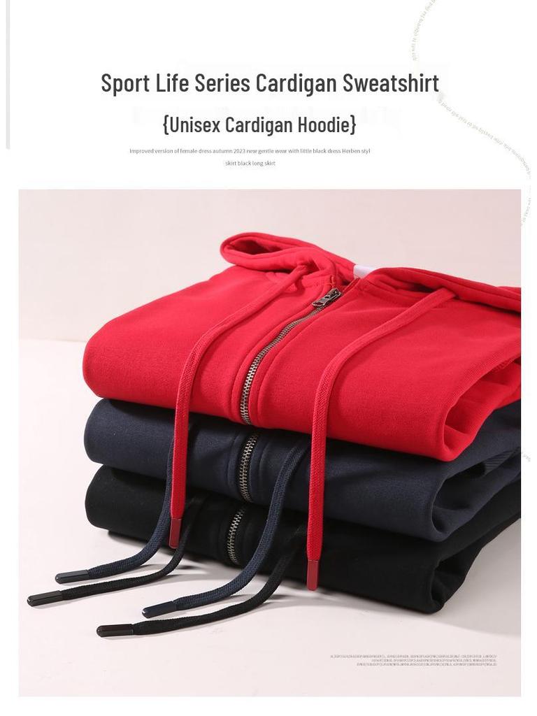 Unisex Volný Střih 380g Těžká Froté Mikina Cardigan s Možností Potisku Loga