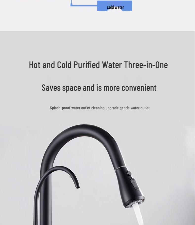 All-Copper Dual-Use Pull-Out Kitchen Faucet with Hot/Cold & Water Purifier