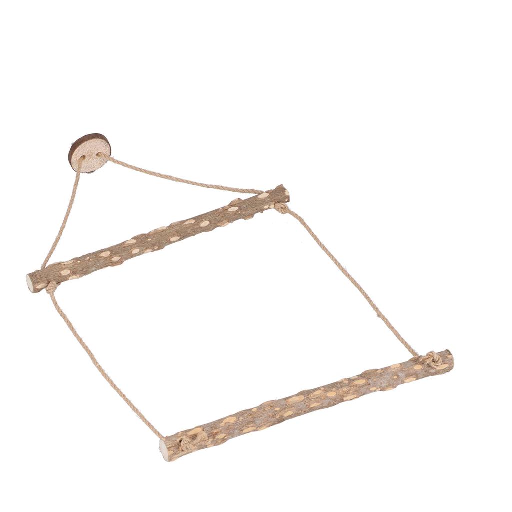 Large Bird Cage Swing Natural Wooden Safe Hanging Birds Standing Chewing Toy for Parrots