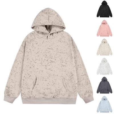 Herren Casual Hoodie, locker, übergroßer Batik-Print Hoodie, langärmlig, mit Tasche, überschnittene Schultern