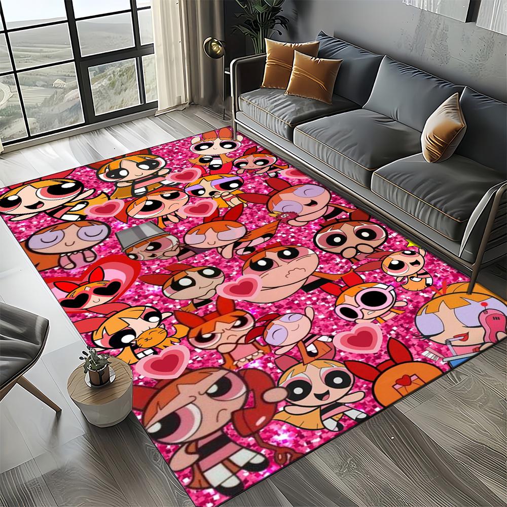 27 Style New Kawaii P-Powerpuff Girl Cartoon Carpet Rug for Living Room Bedroom Home Sofa Decoration,Kid Play Non-slip Floor Mat