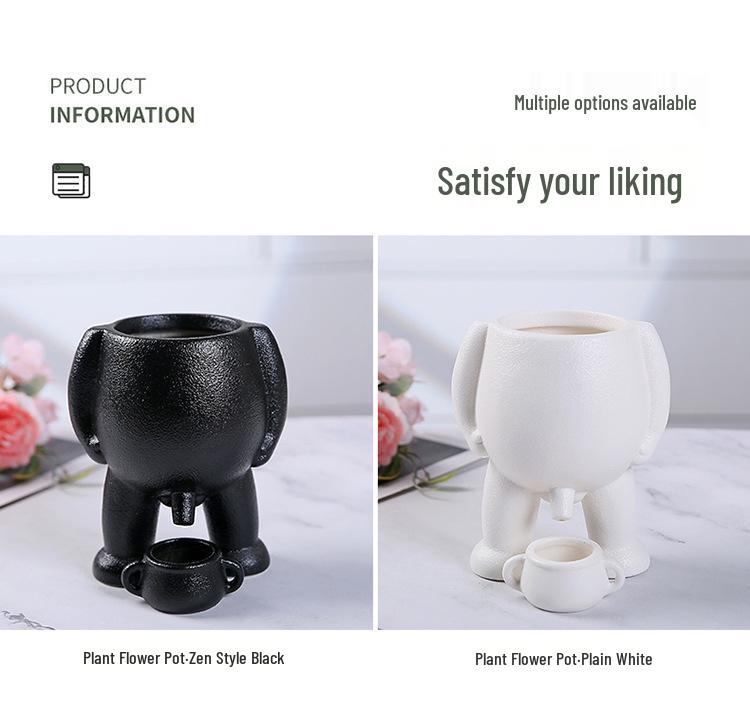 Creative Human Body Vase Ceramic Succulent Pot for Living Room Decor – Small Green Plant Ornament