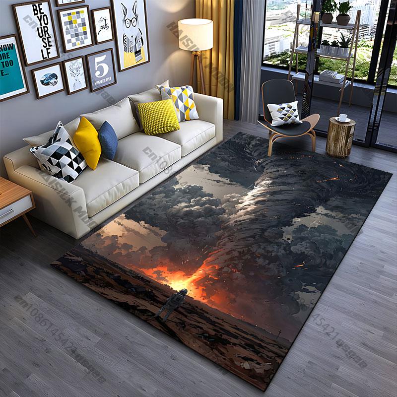 Destruction Chaos Flames and Storm Carpet Yoga Living Room Room Decor Children's Crawling Mat Doormat Area Rug Games Mat