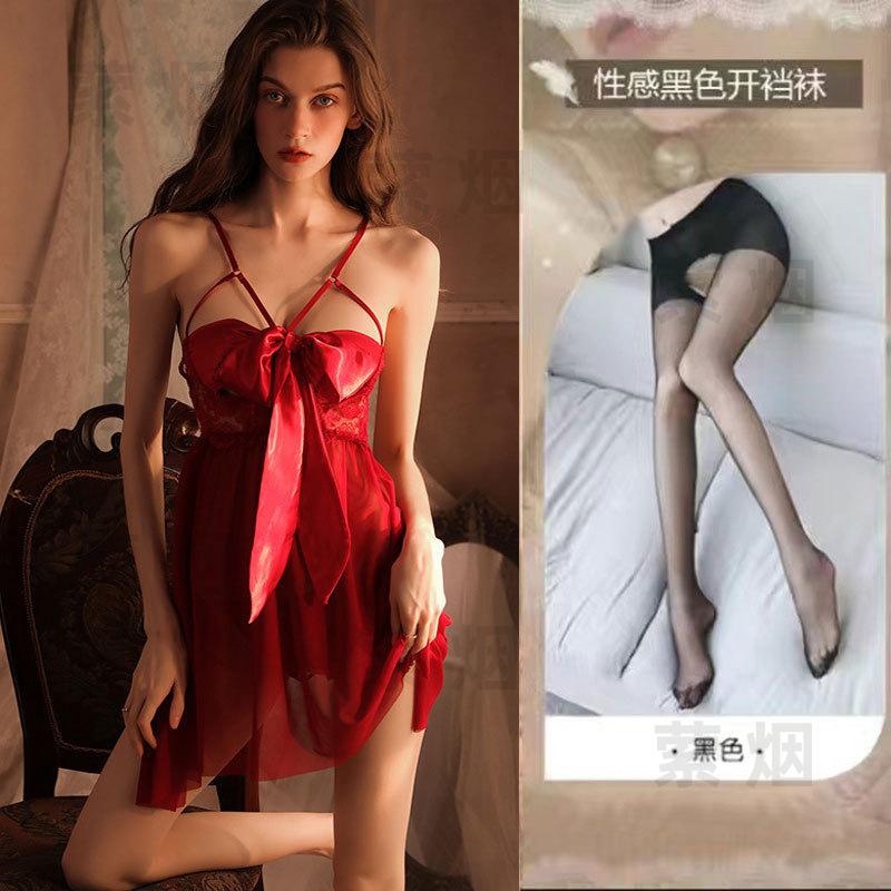 Sex underwear women's sexy large size lace backless uniform new temptation bow passion suit