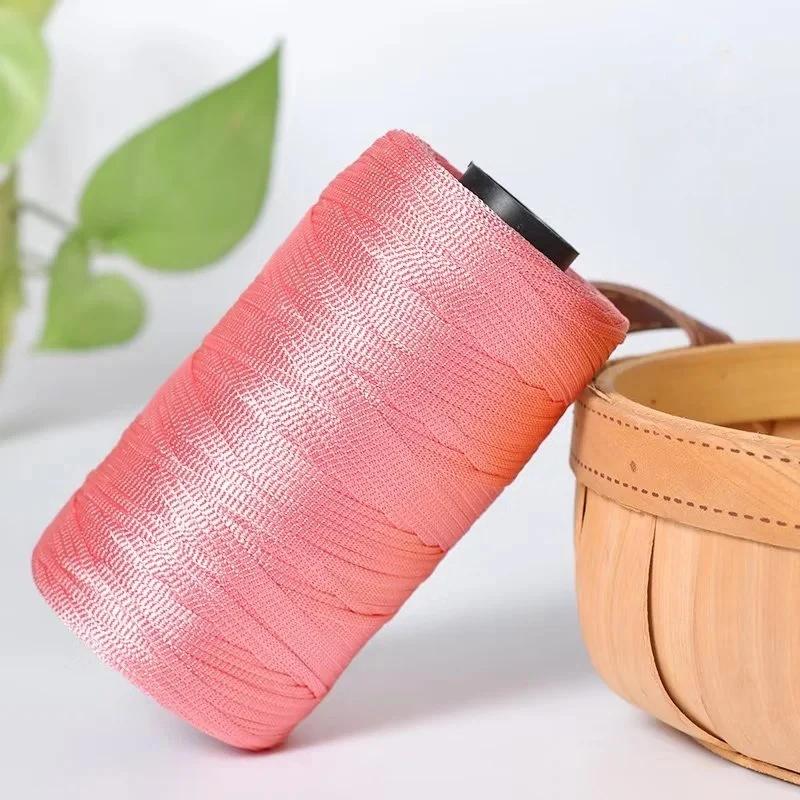 250g/Roll 2.5mm Ice Silk Thread Summer Crochet Yarn for DIY Knitting Bag Shoes Flat Hollow Yarn Hand-knitted Thread Supplies