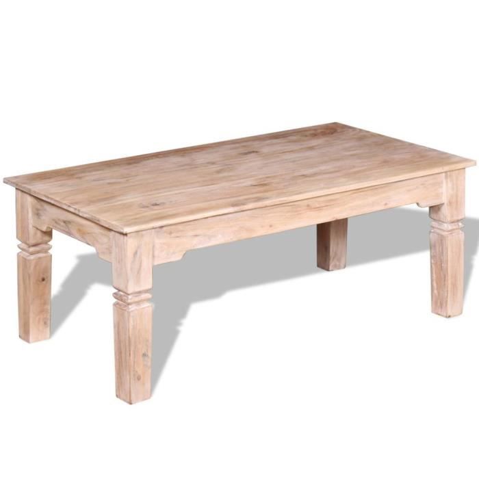 Table basse - vidaXL - Bois d'acacia - 110 x 60 x 45 cm - Blanc - Contemporain