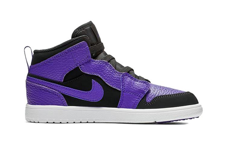 Jordan Air Jordan 1 Mid Alt Mittelhohe Kinder-Basketballschuhe Lila Schwarz Kinder im Alter von 3-7 Jahren AR6351-051