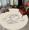 Minimalist Lines Pattern Round Rug Modern Black Line Camera Design Soft Non-slip Carpet Living Room Bedroom Decor Floor Mat