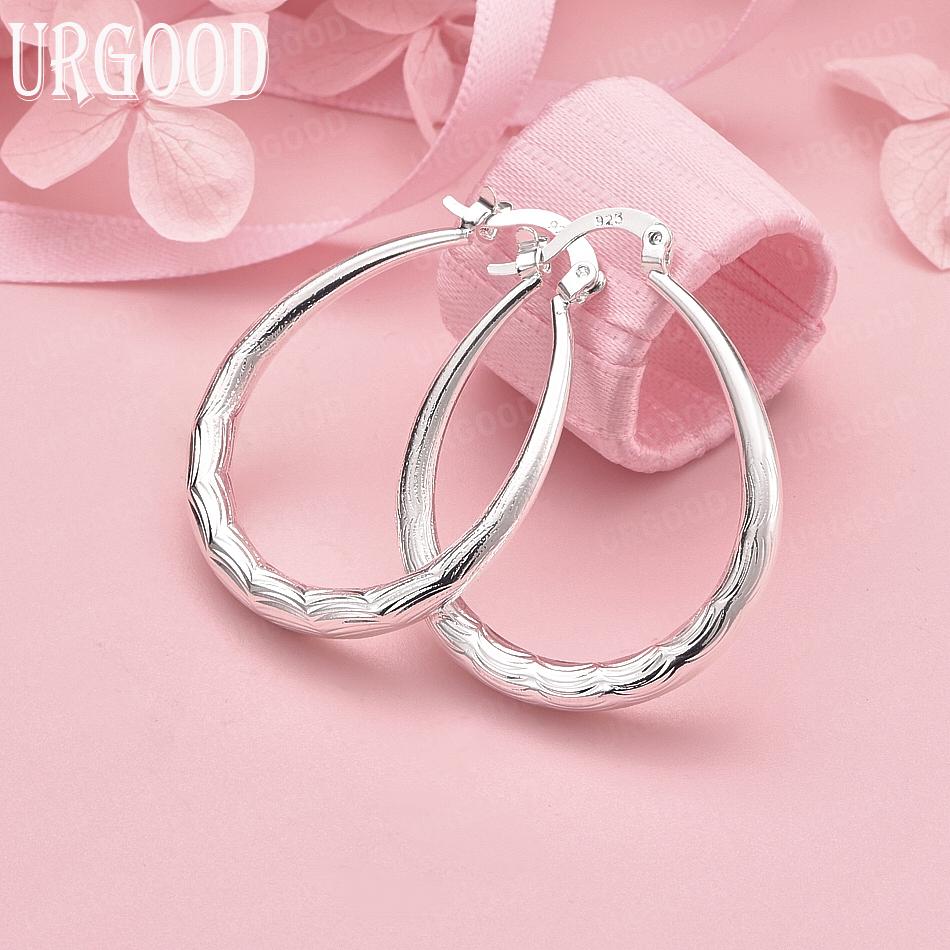 925 Sterling Silver Fashion U-Shaped Pattern Pierced Earrings Wedding Jewelry