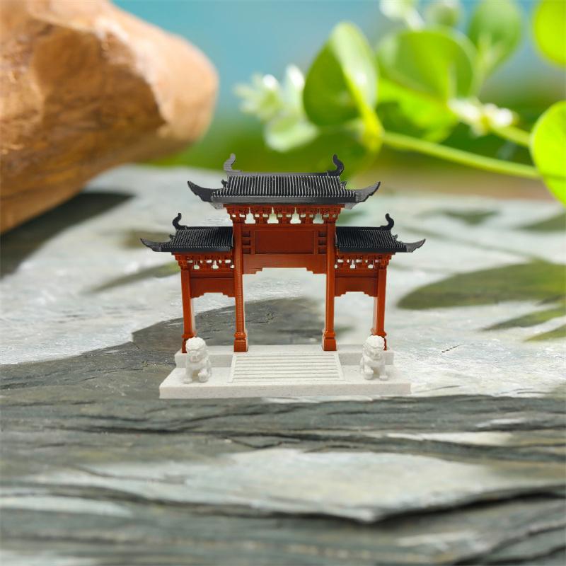 Chinese Memorial Archway Statue Ancient Building Model Japanese Pavilion Decoration Miniature Rockery Aquarium Bonsai Ornament