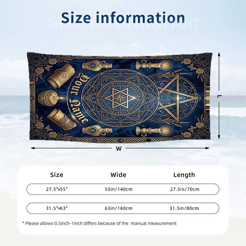 Witchcraft Theme Beach Towel Personalized Custom Name & Text Soft Quick Dry Beach Towel for Swimming Travel