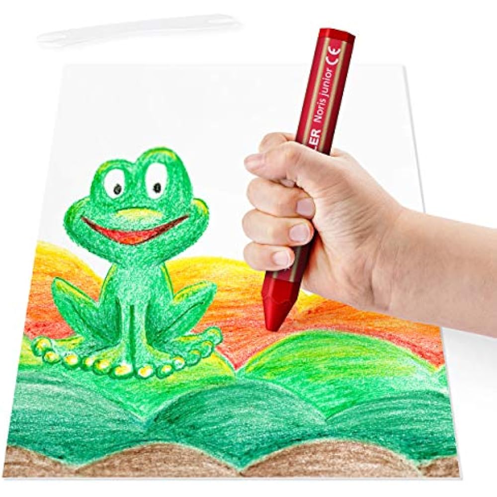 STAEDTLER 224 C18 Noris Junior Heavyweight Wax Crayons for Kids in 18 assorted colors in a cardbo...