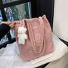 Women's bag corduroy new shoulder bag fashionable sweet handbag bucket bag