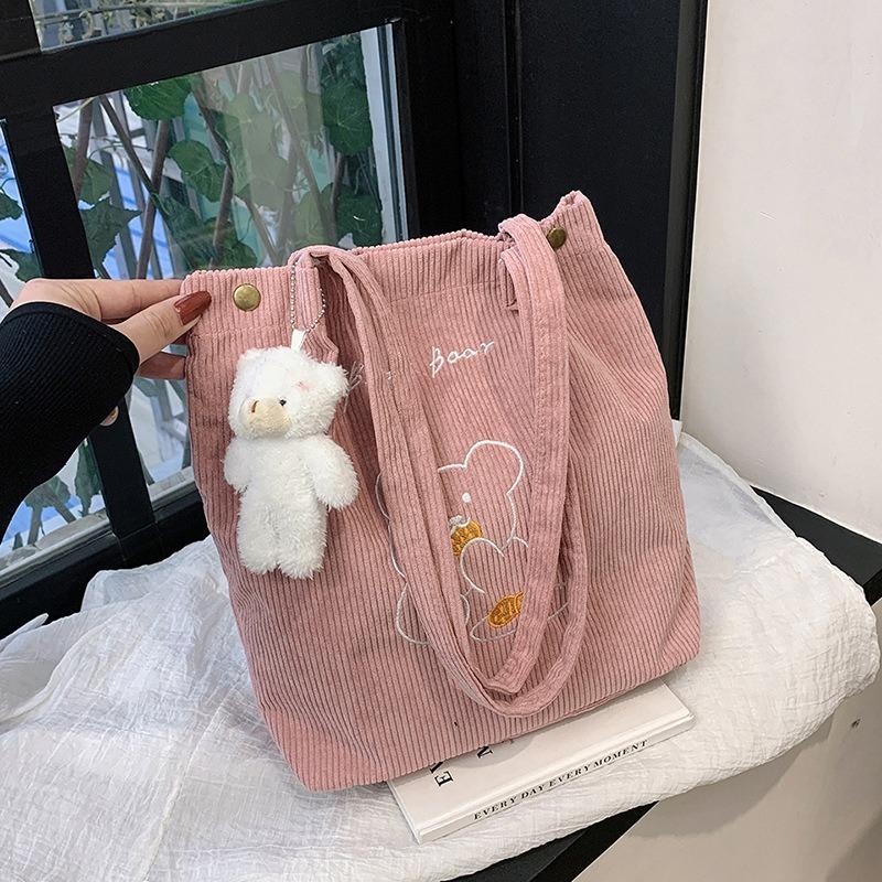 Women's bag corduroy new shoulder bag fashionable sweet handbag bucket bag