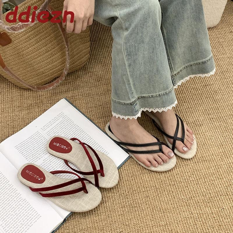 Fashion Fashion Round Toe Ladies Flats Slippers Slides New In Summer Beach Female Flip flops Women Flats Slippers Sandals Shoes