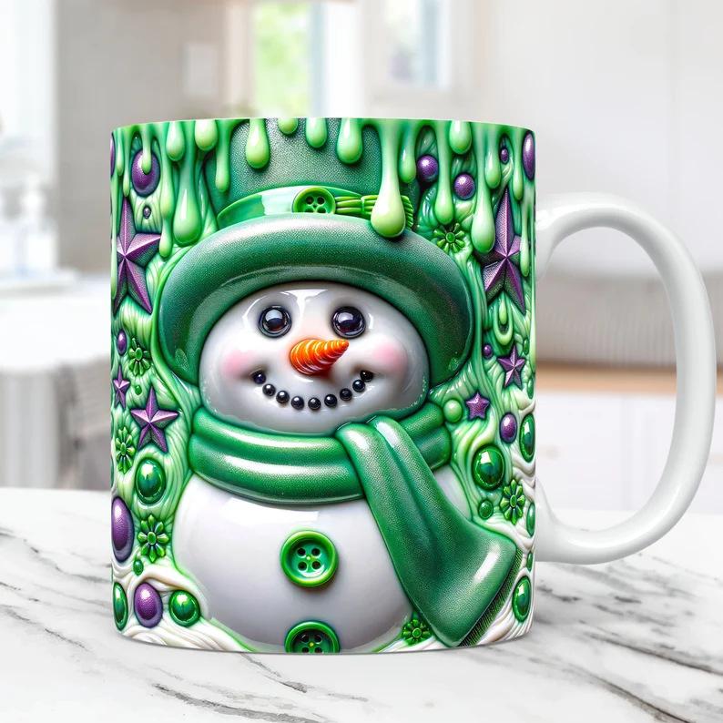 3D Christmas Christmas Ceramic Coffee Mug Xmas Gift Tea Cup Snowman New