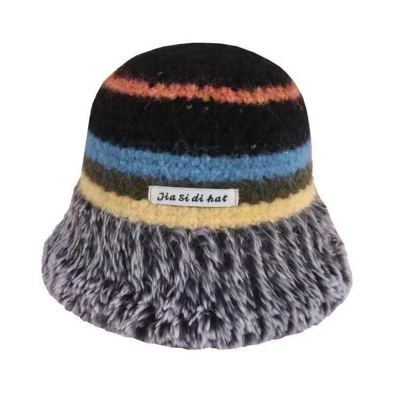 Women's Trendy Knit Wool Fisherman Hat – Warm, Korean Style, Face-Flattering, and Japanese-Inspired Big Head Bucket Hat for Autumn and Winter.
